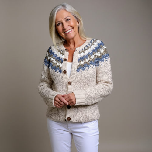 Embla – Melange-Strickjacke mit Passe
