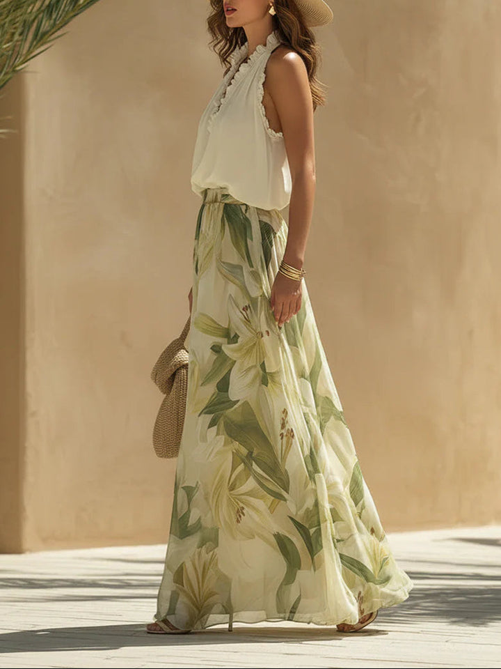 Maxikleid mit Neckholder und floralem Print