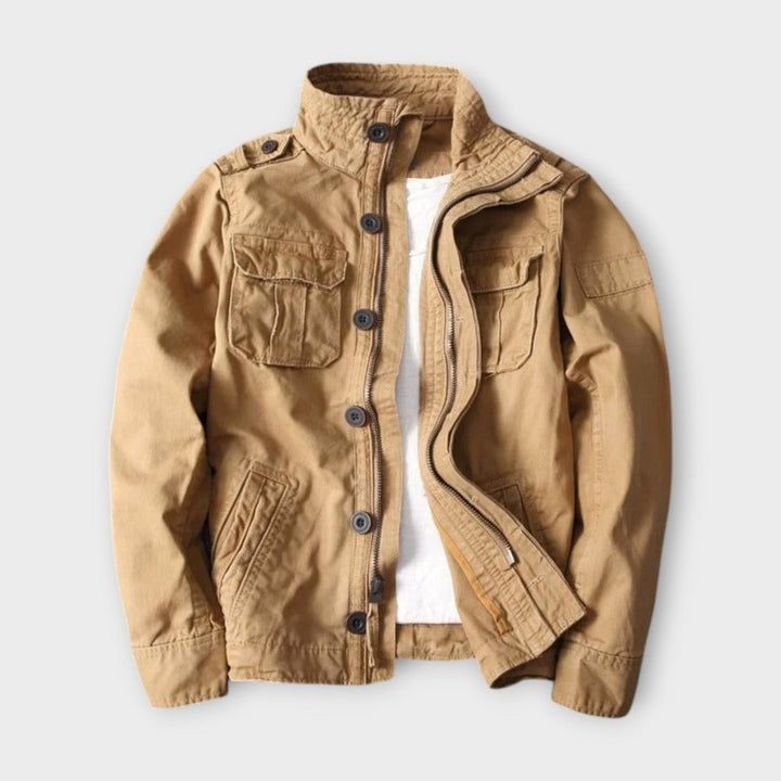 Strukturierte Utility-Jacke in tiefem Olivgrün