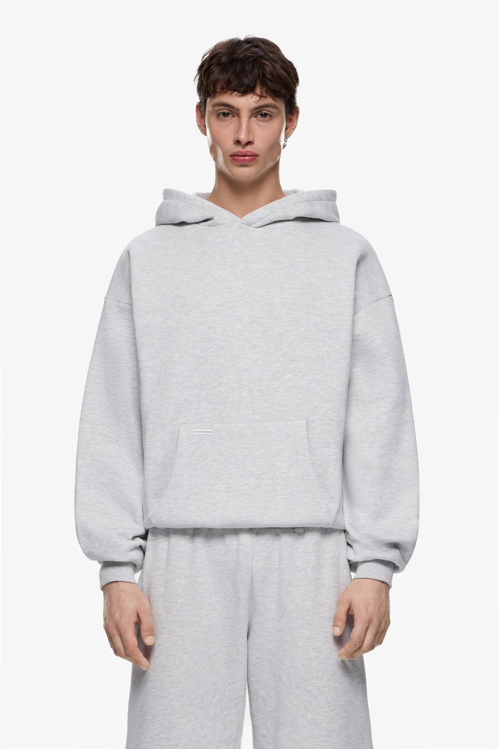 Premium Minimalistischer Hoodie in Grau Meliert