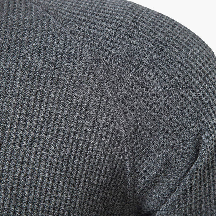 Dunkelgraues Langarm-Poloshirt mit Knopfleiste