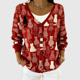 Ursula – Cardigan mit Katzen-Muster