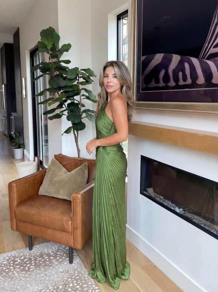 Asymmetrisches One-Shoulder-Kleid mit Plissee-Struktur