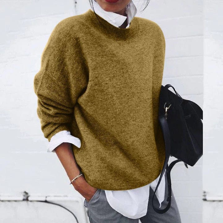 Blauer Strickpullover mit Lagen-Look