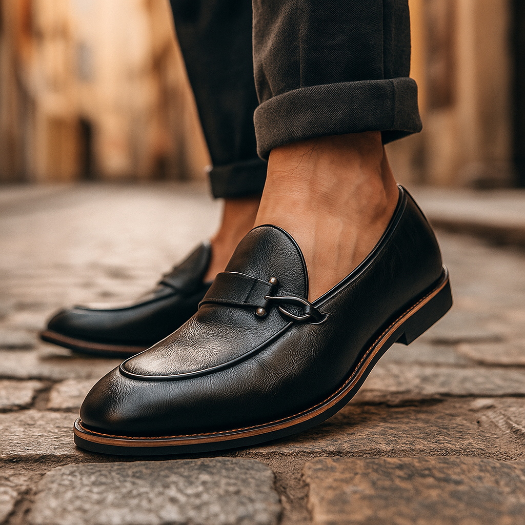 Klassischer Leder-Loafer mit edlem Metalldetail