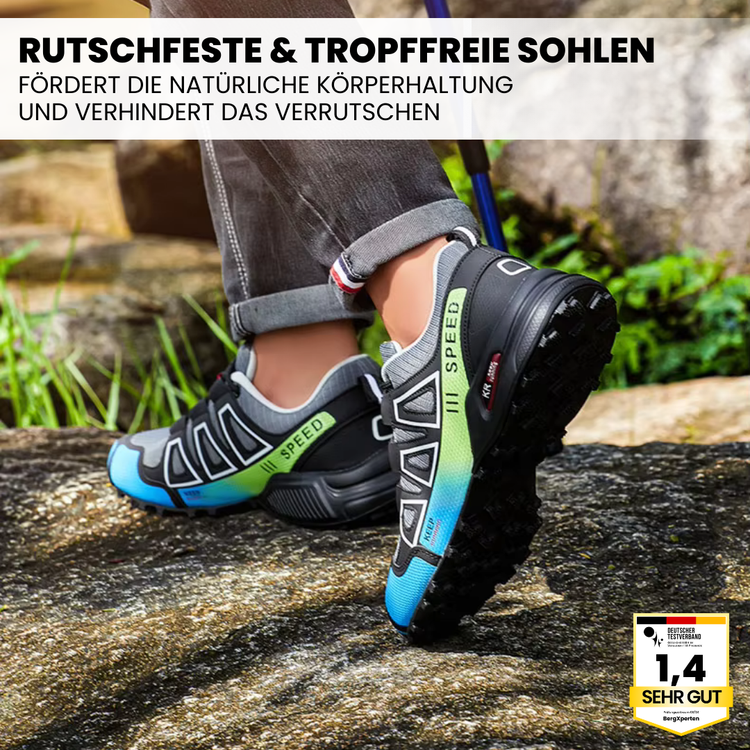 Wetterfester Urban-Trail Sneaker in Schwarz/Neon