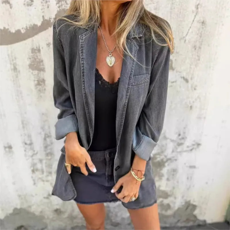 Leichter Damen-Blazer in Denim-Optik