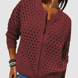 Ruthild – Ajour-Strickjacke mit Zipper