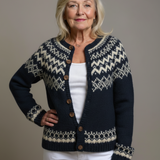 Sieglind – Marine-Strickjacke mit Passe