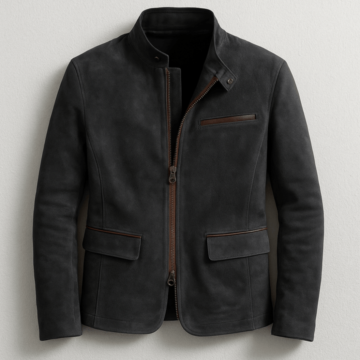 Premium Herren Wildlederjacke mit Stehkragen
