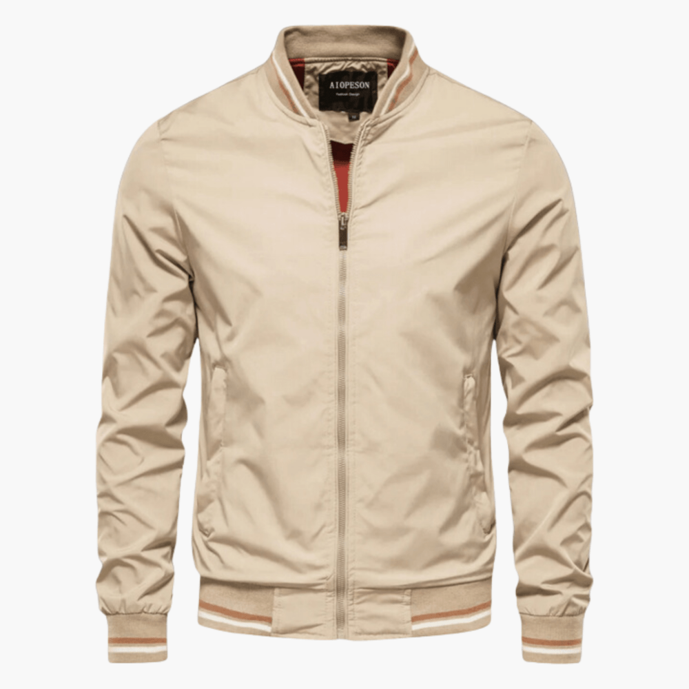 Marineblauer Bomber-Blouson mit Kontrast-Bündchen