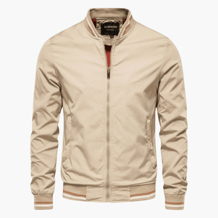 Marineblauer Bomber-Blouson mit Kontrast-Bündchen