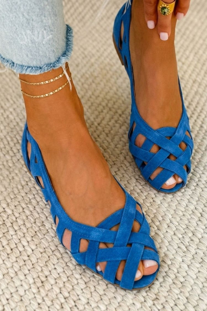 Geflochtene Peep-Toe Sandalen in Taupe