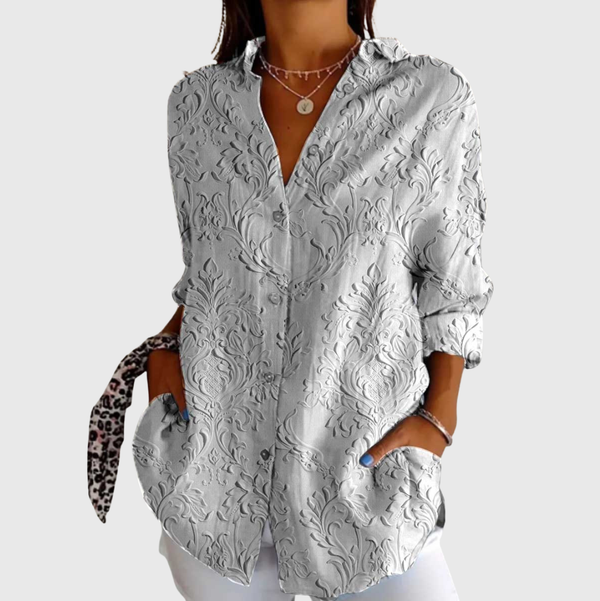 Agnes – Weiße Bluse mit Struktur