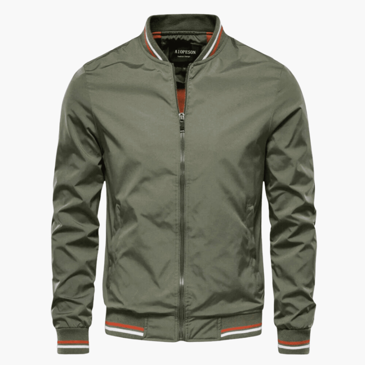 Marineblauer Bomber-Blouson mit Kontrast-Bündchen