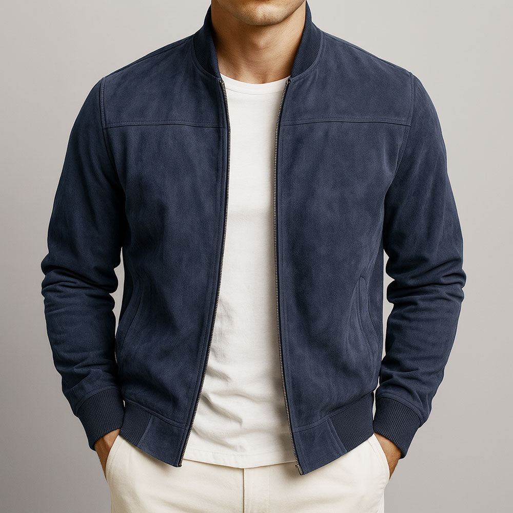 Premium Herren Bomberjacke in Wildleder-Optik