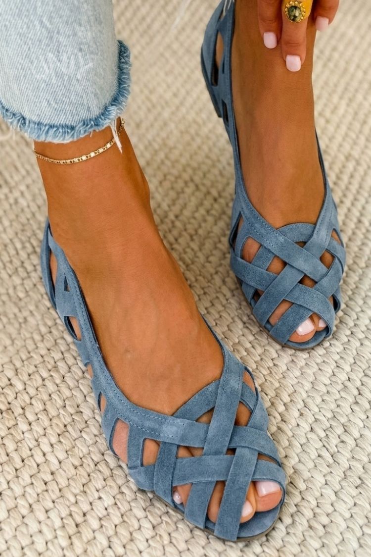 Geflochtene Peep-Toe Sandalen in Taupe