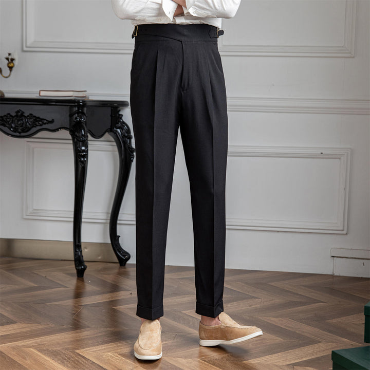 Sartoriale High-Waist Bundfaltenhose in Grau