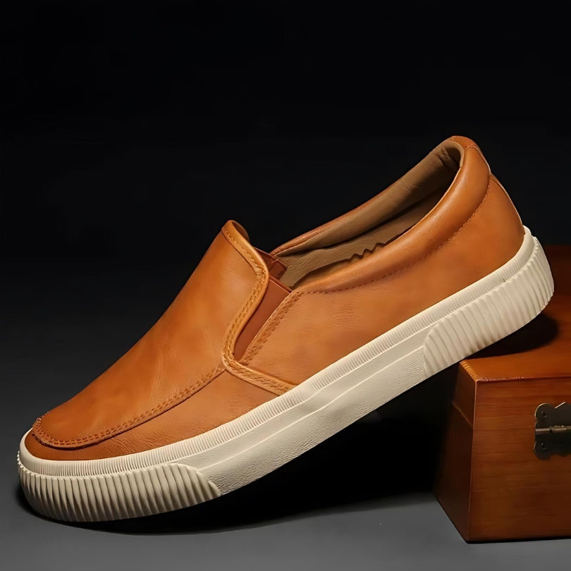 Smart-Casual Leder-Slipper mit geriffelter Sohle