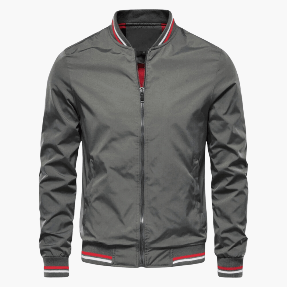 Marineblauer Bomber-Blouson mit Kontrast-Bündchen