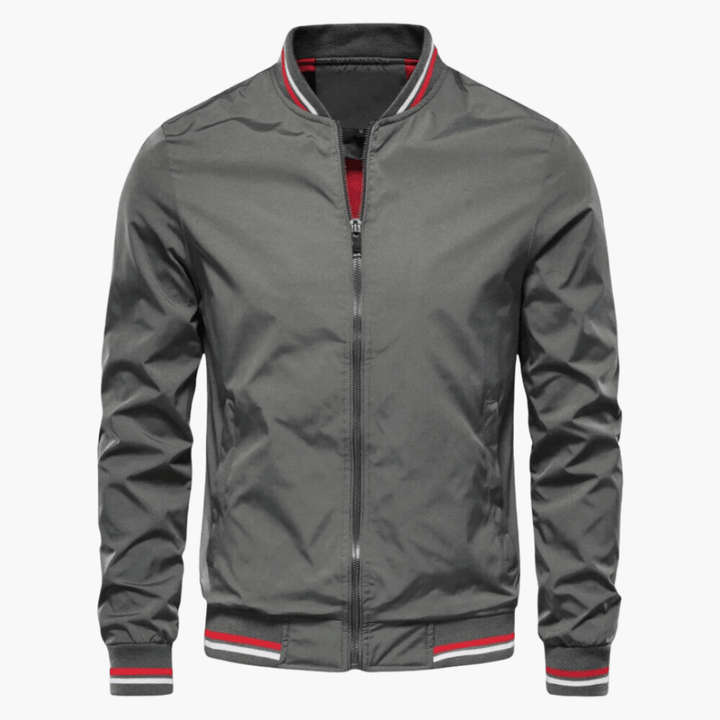 Marineblauer Bomber-Blouson mit Kontrast-Bündchen