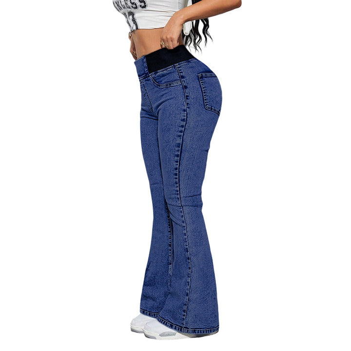 High-Waist Schlagjeans mit Elastikbund