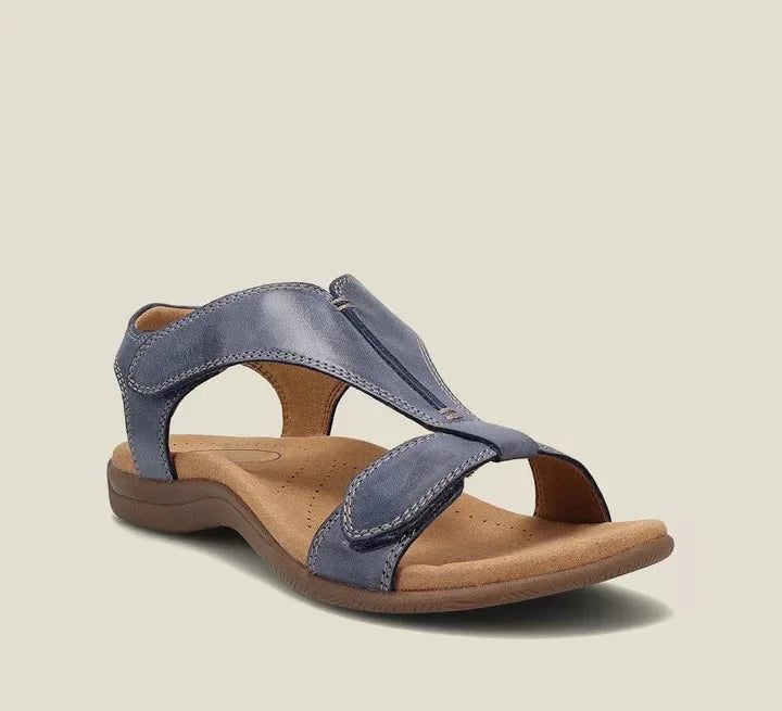 Schwarze Komfort-Sandalen mit Klettverschluss für Damen