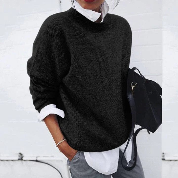 Blauer Strickpullover mit Lagen-Look
