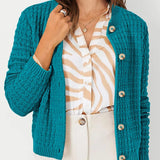 Bernadette – Strickjacke in Petrol