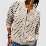 Ruthild – Ajour-Strickjacke mit Zipper
