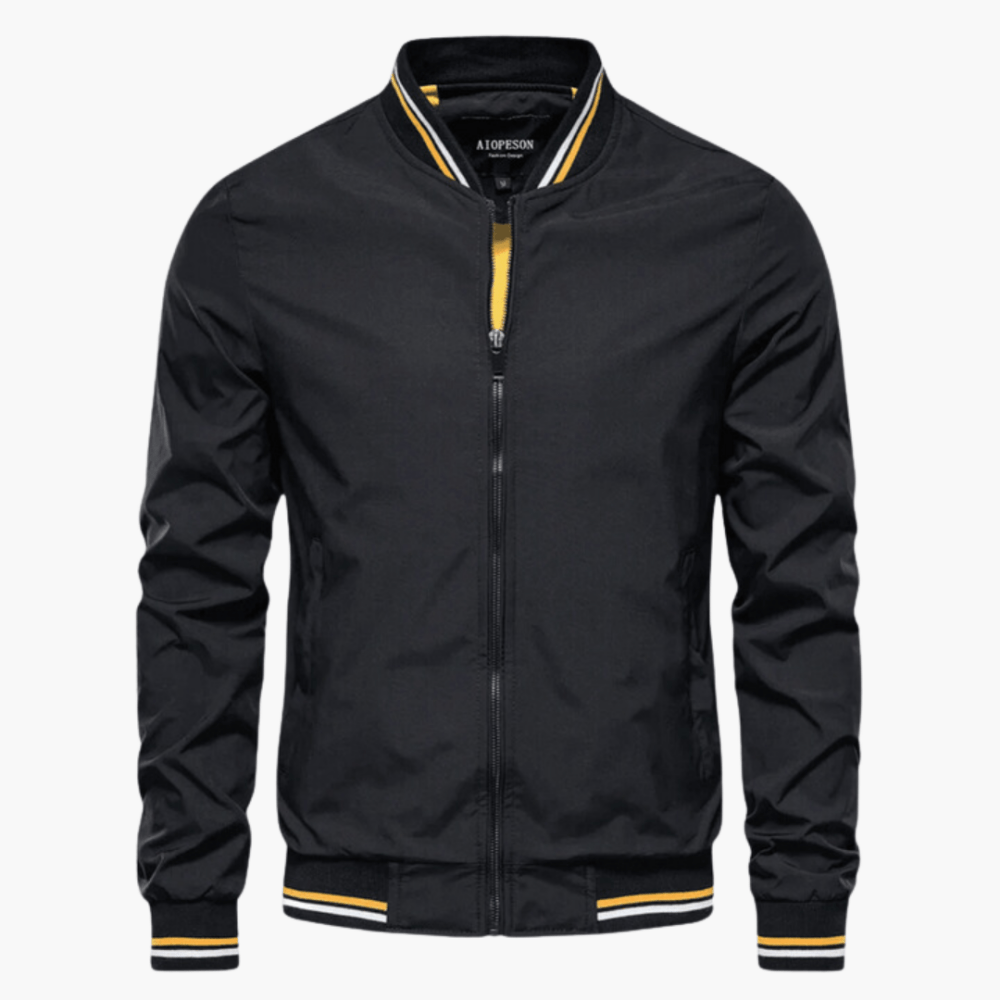 Marineblauer Bomber-Blouson mit Kontrast-Bündchen