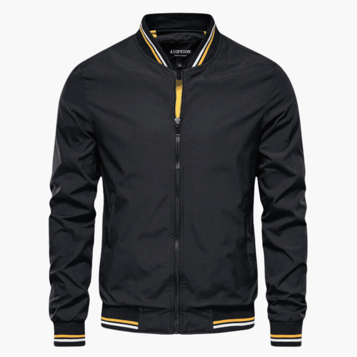 Marineblauer Bomber-Blouson mit Kontrast-Bündchen