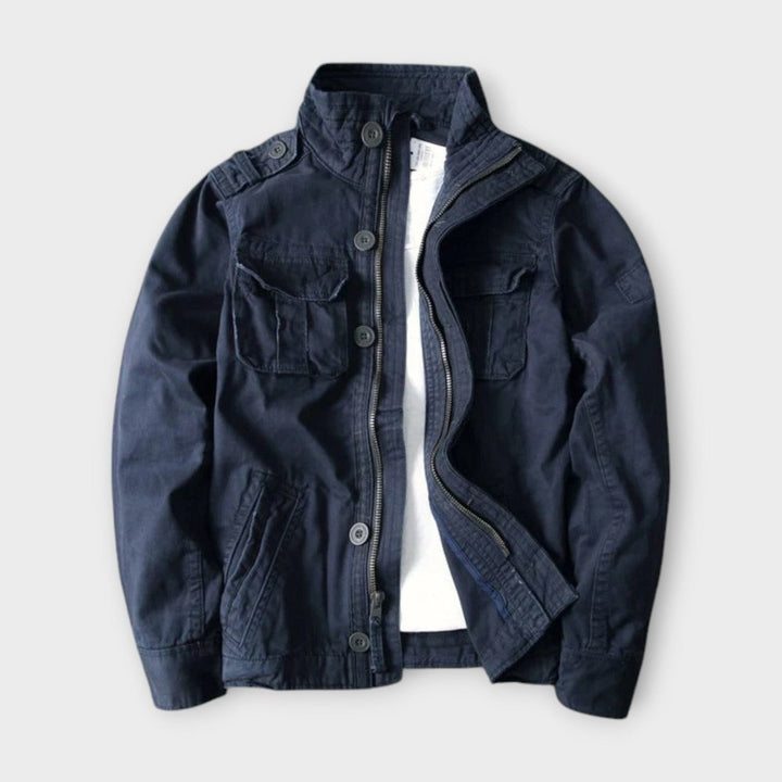 Strukturierte Utility-Jacke in tiefem Olivgrün