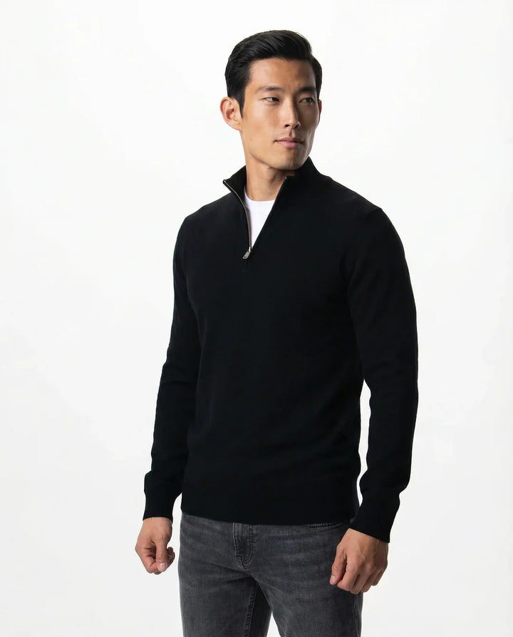 Schwarzer Half-Zip Pullover für Herren