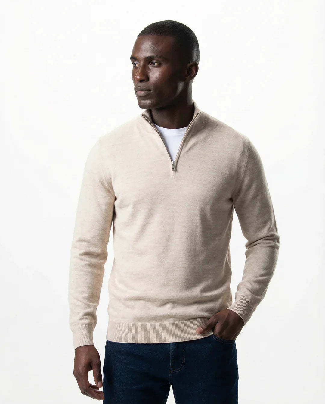 Schwarzer Half-Zip Pullover für Herren