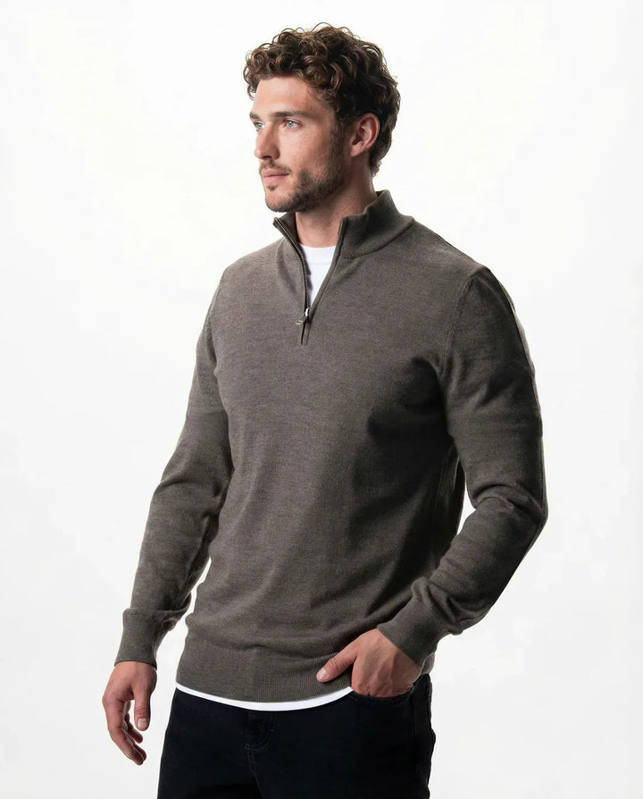 Schwarzer Half-Zip Pullover für Herren