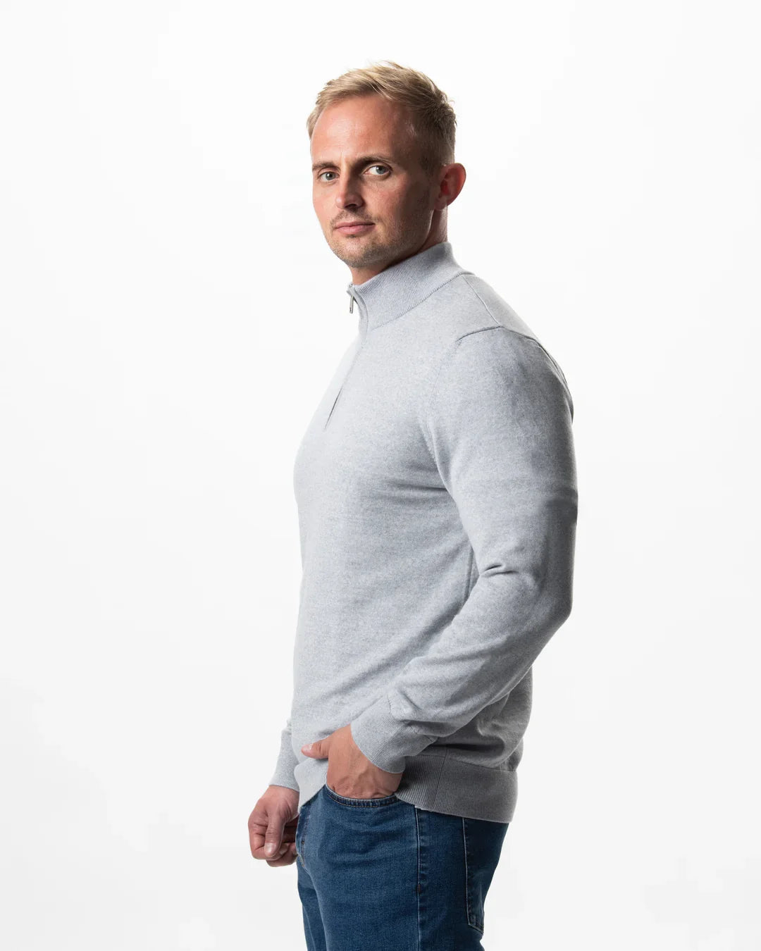 Schwarzer Half-Zip Pullover für Herren