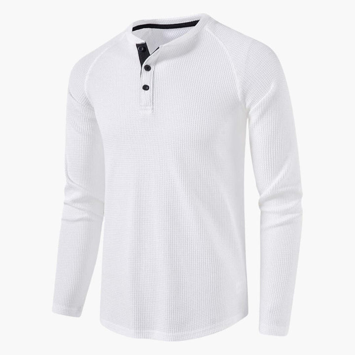 Dunkelgraues Langarm-Poloshirt mit Knopfleiste