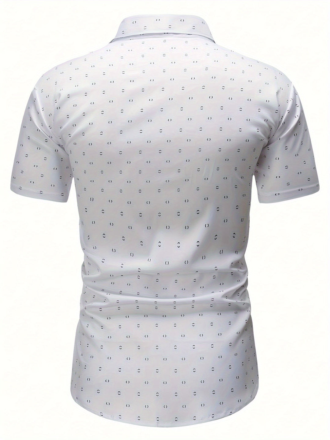 Weißes Kurzarm-Hemd mit geometrischem Muster