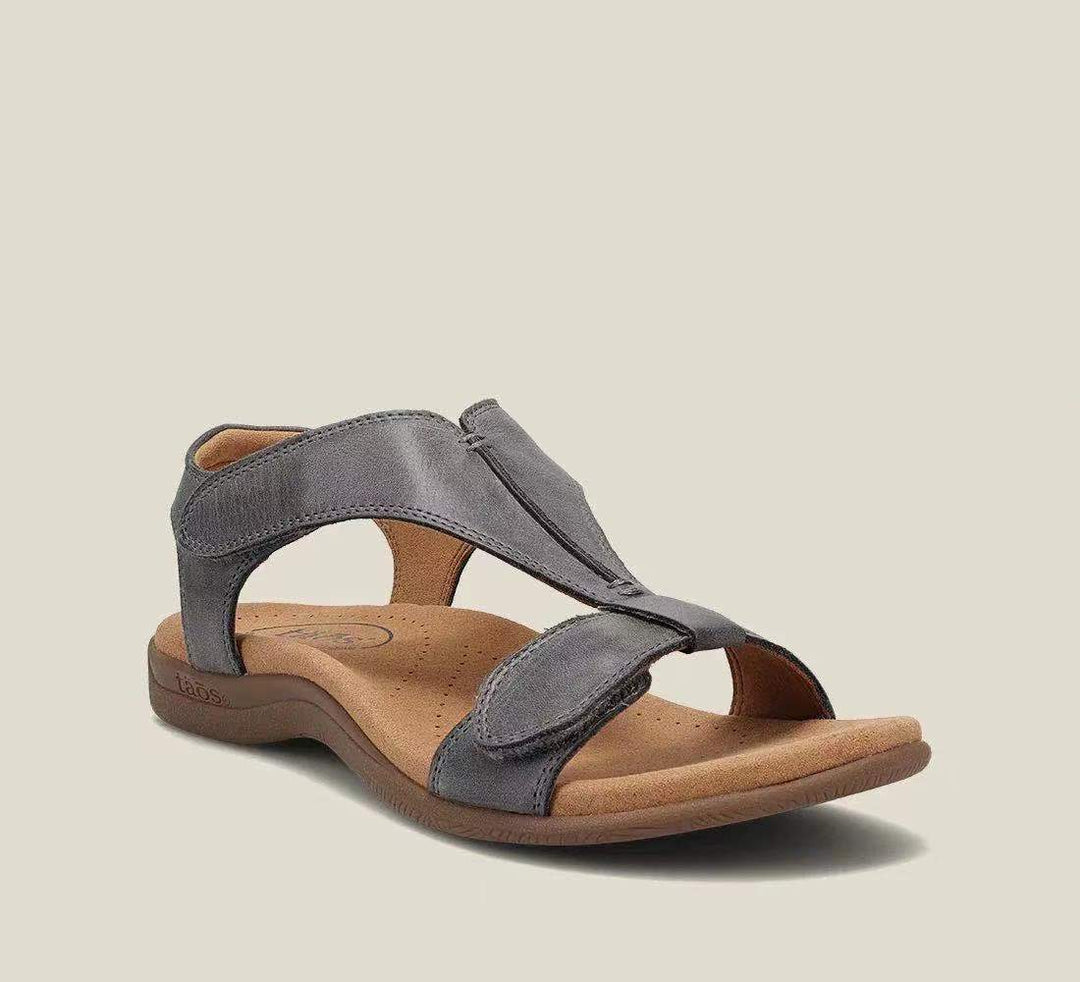 Schwarze Komfort-Sandalen mit Klettverschluss für Damen