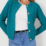 Bernadette – Strickjacke in Petrol