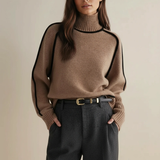 Maria - Rollkragenpullover mit Paspeln