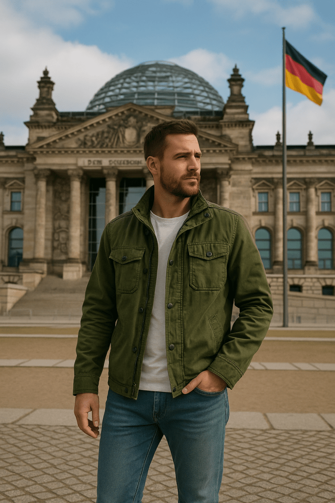 Strukturierte Utility-Jacke in tiefem Olivgrün