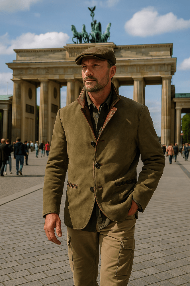 Klassisches Herren Sakko in Wildleder-Optik mit Paspelierung