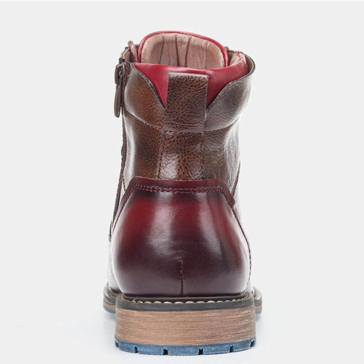 Charakterstarker Cap-Toe Schnürstiefel in Braun/Bordeaux