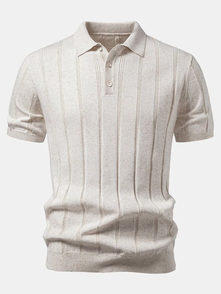 Elegantes Strickpolo Zweiteiler-Set mit Textur in Beige & Braun