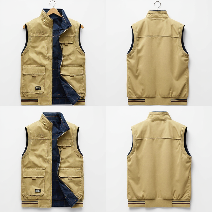 Ärmellose Utility-Weste in Beige mit Cargo-Taschen