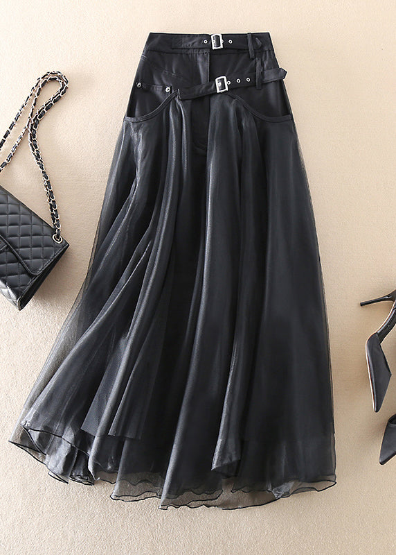 Statement Maxirock mit Tüll und Schnallendetails