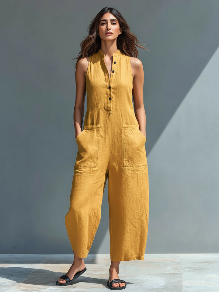 Schwarzer Jumpsuit mit Stehkragen