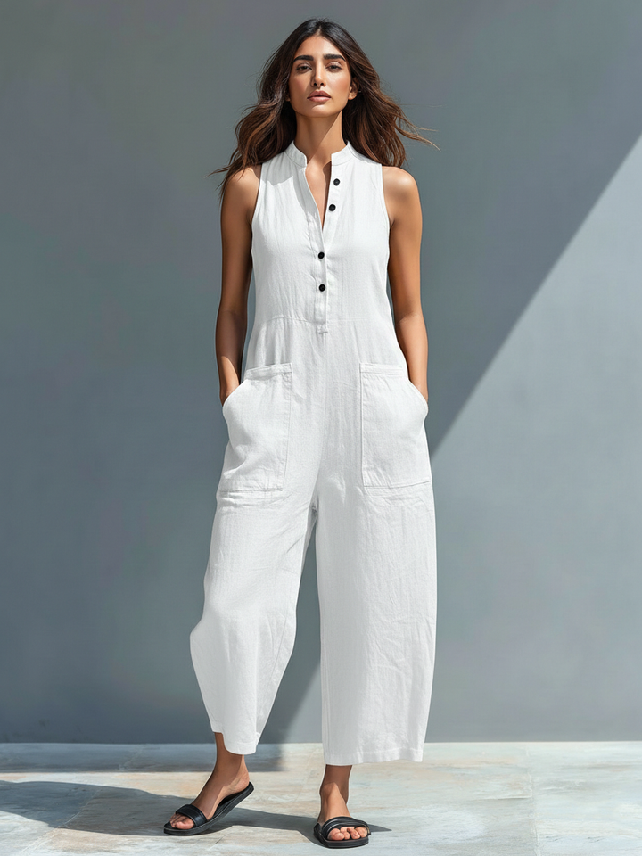 Schwarzer Jumpsuit mit Stehkragen